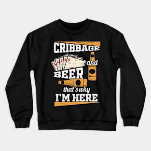 Cribbage And Beer Cribbage Player Crewneck Sweatshirt